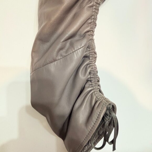 CRAZY COOL, SUPER RARE, NEW GIANNI VERSACE GRAY LEATHER PANT / JACKET SET 46 - Picture 7 of 16